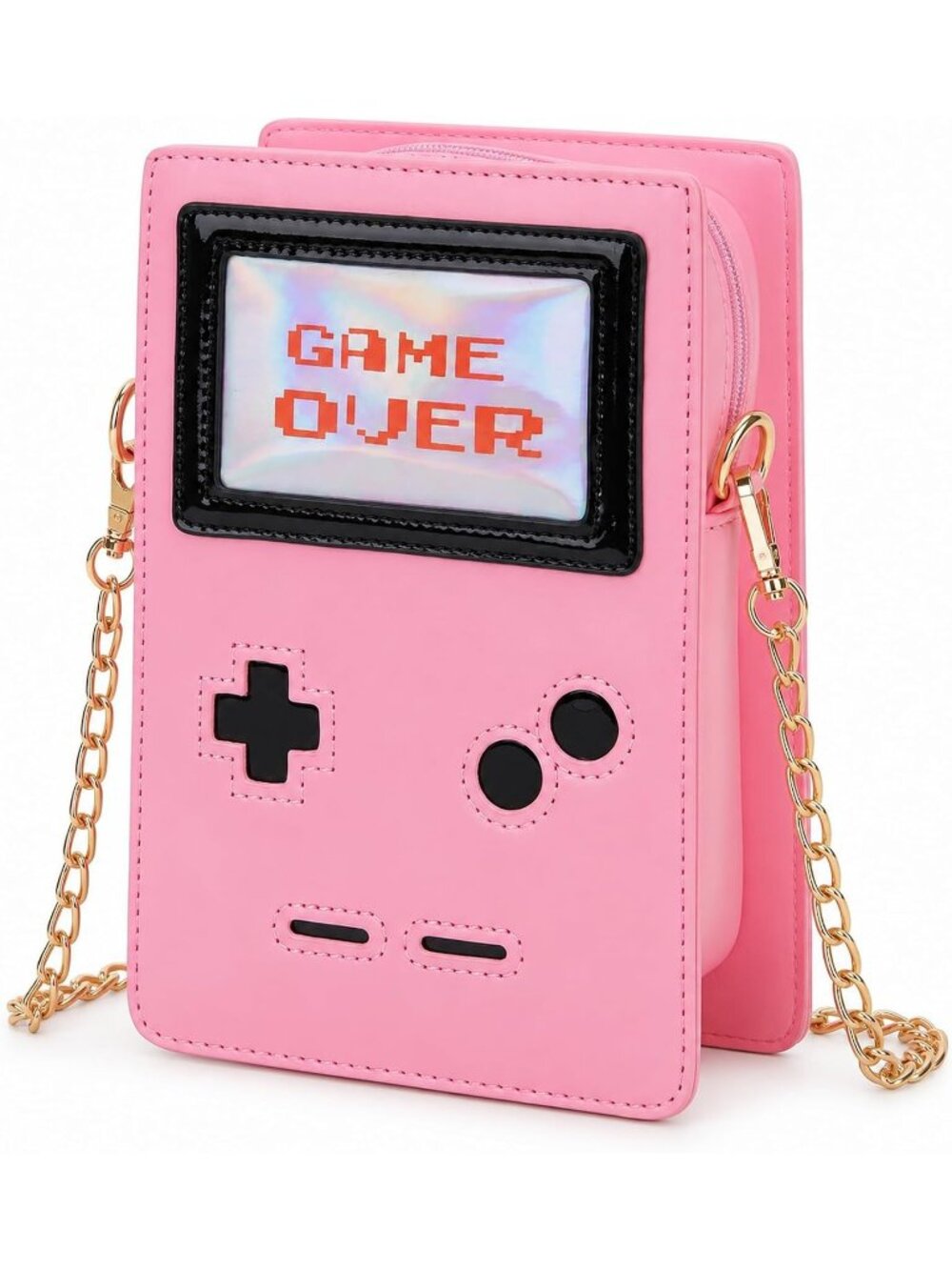 Women's Retro Gamer Pink Fun Shape Unique Chain Adjustable Crossbody Bag